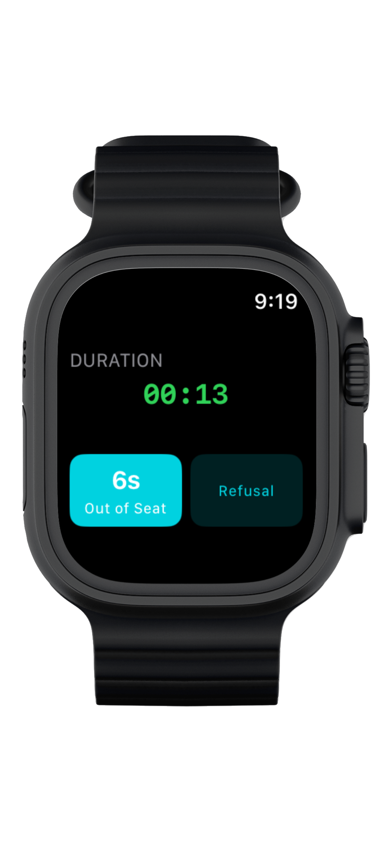 A duration timer running on the Apple Watch, tracking how long a behavior lasts.