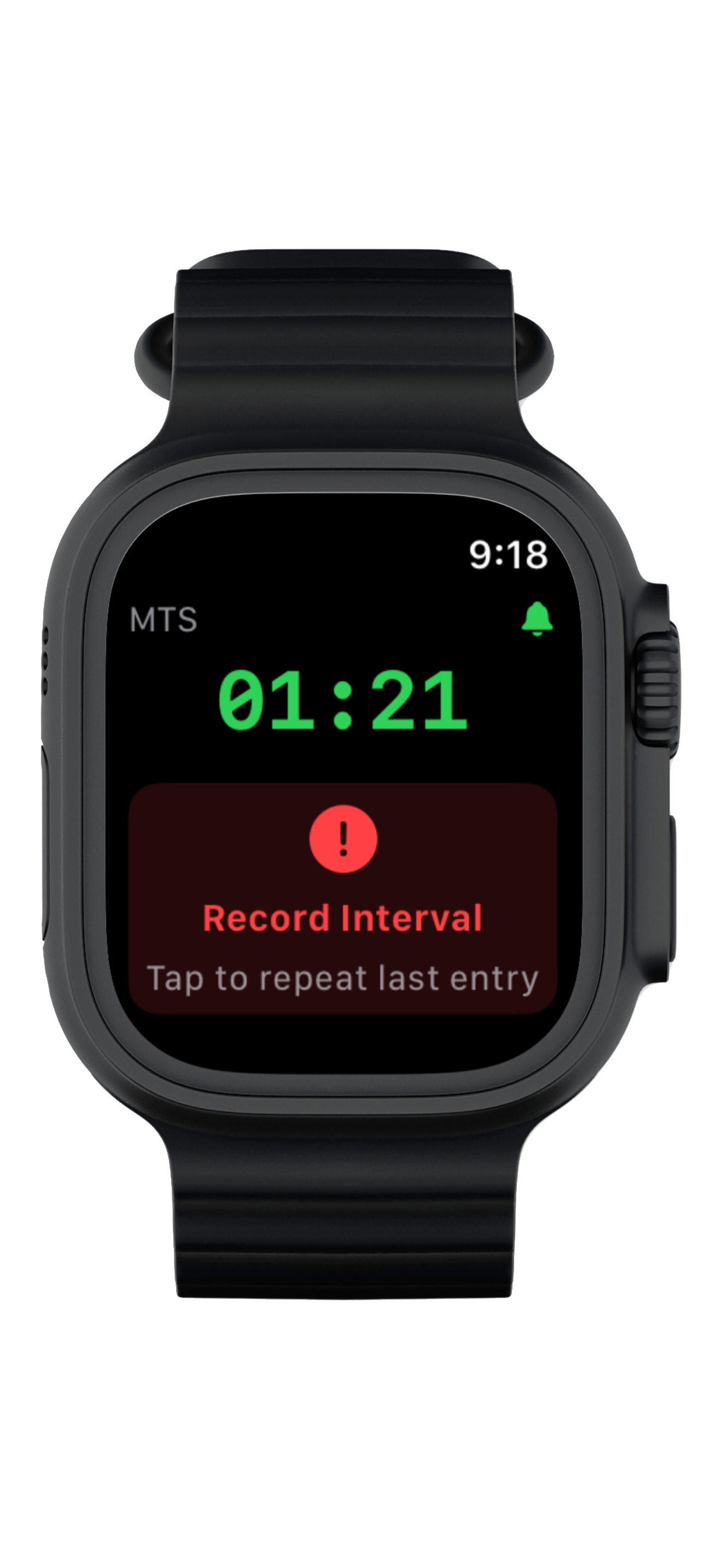 The Apple Watch prompting the observer to record an interval during a momentary time-sampling session.