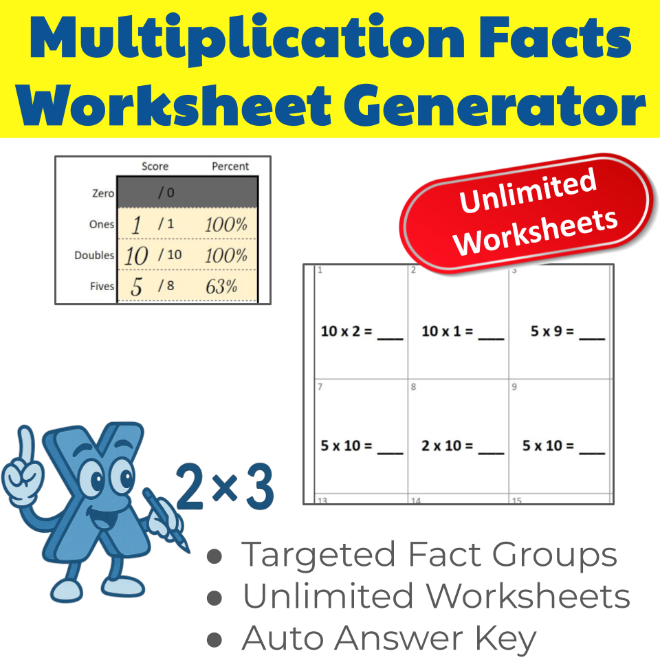 Multiplication Facts Worksheet Generator thumbnail